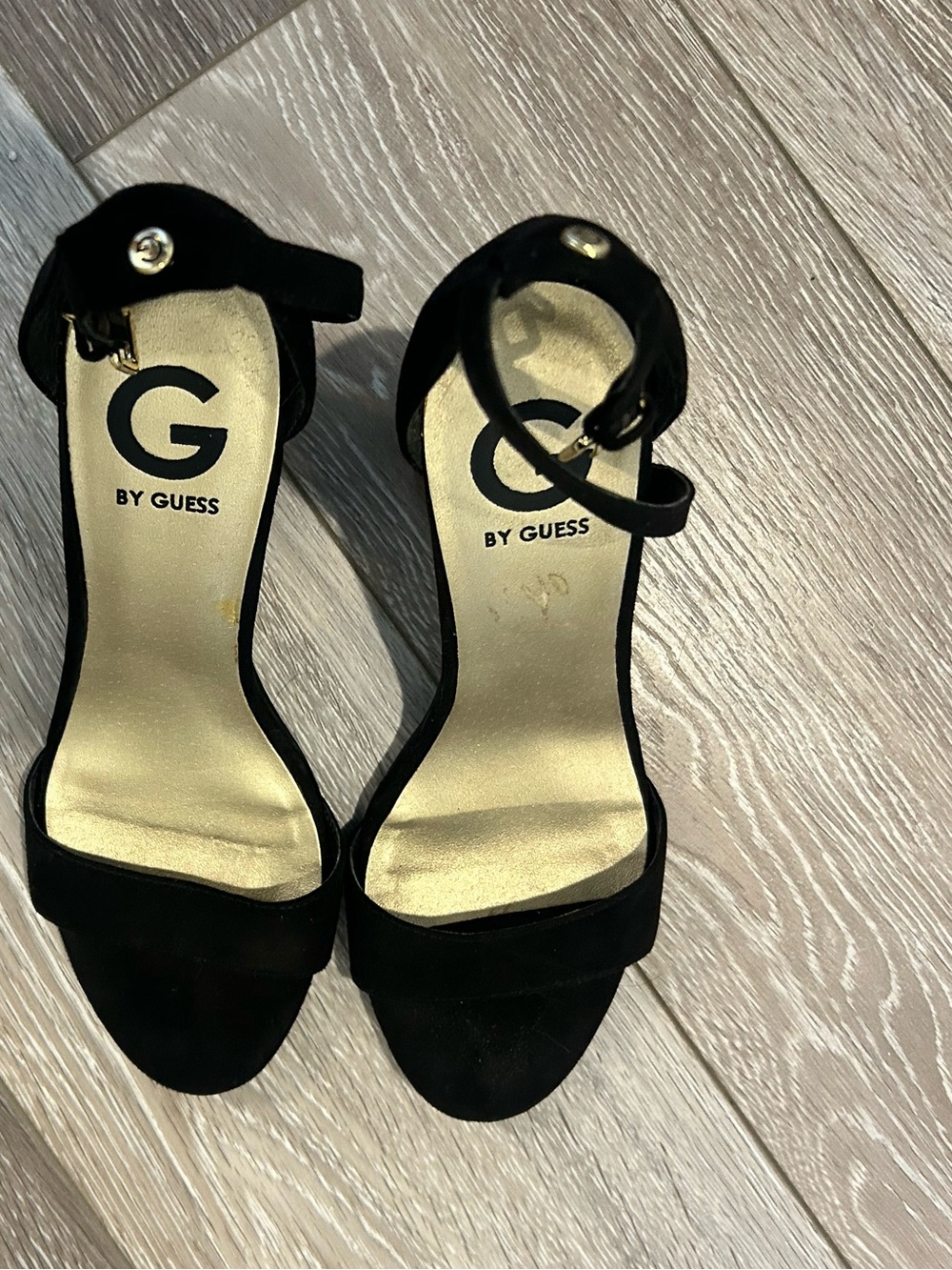 Guess Black Suede Ankle Strap Heel